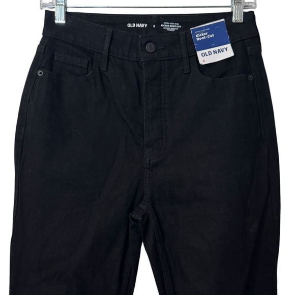 NWT Old Navy Extra High Rise Kicker Boot Cut buttonfly black jeans women’s sz 2 - Picture 3 of 14